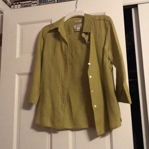 Green Irish Linen button up top